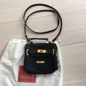 Moschino cross body/belt bag with goldtone logo